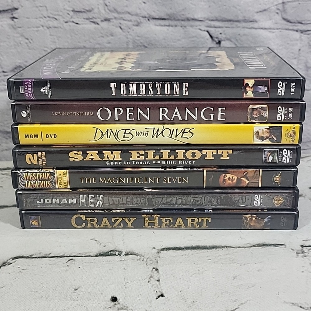 Western‎ Movies DVD Lot Of 7 Tombstone Crazy Heart Open Range Dances With Wolves
